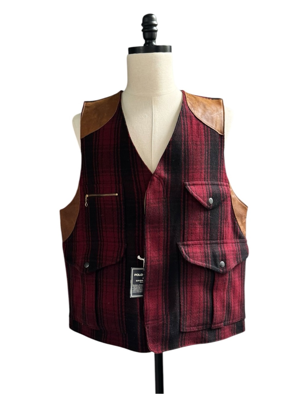 Vintage Polo Ralph Lauren Sportsman Vest Wool Plaid | LARGE NWT - Picture 2 of 14